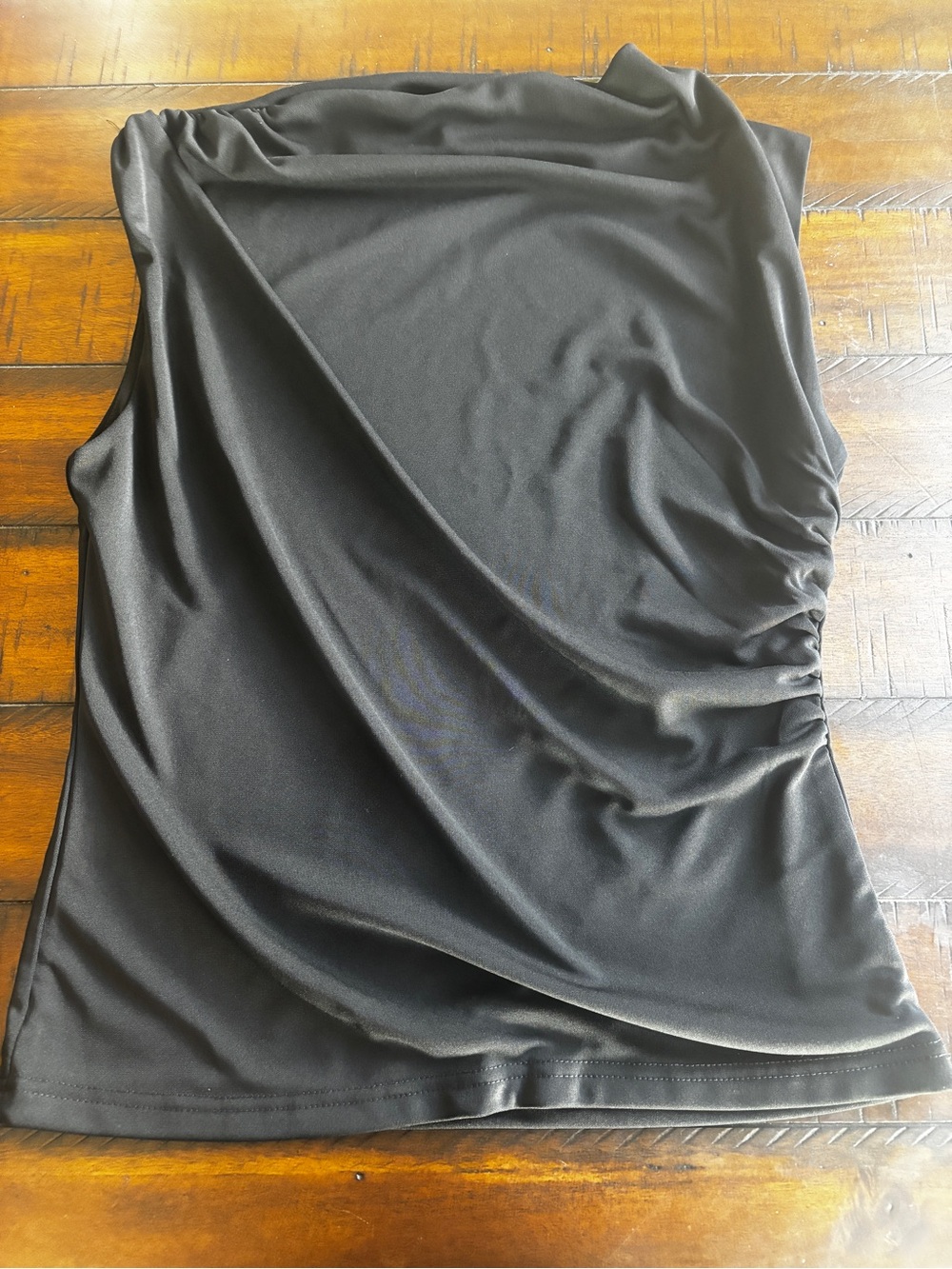 Black Draped Sleeveless Women’s Blouse